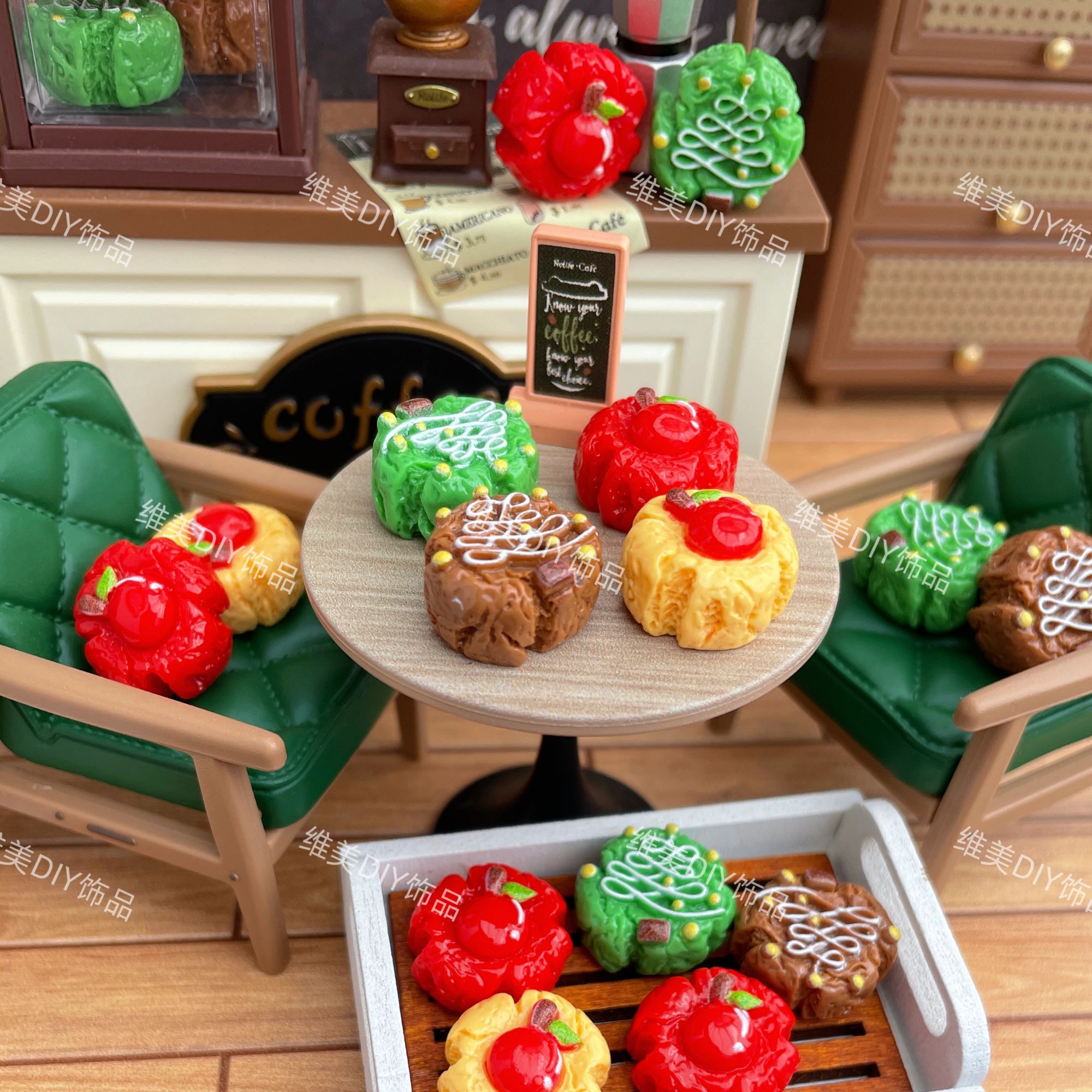【维美定制-迷你苹果圣诞树饼干】树脂配件配饰奶油胶diy手工制作
