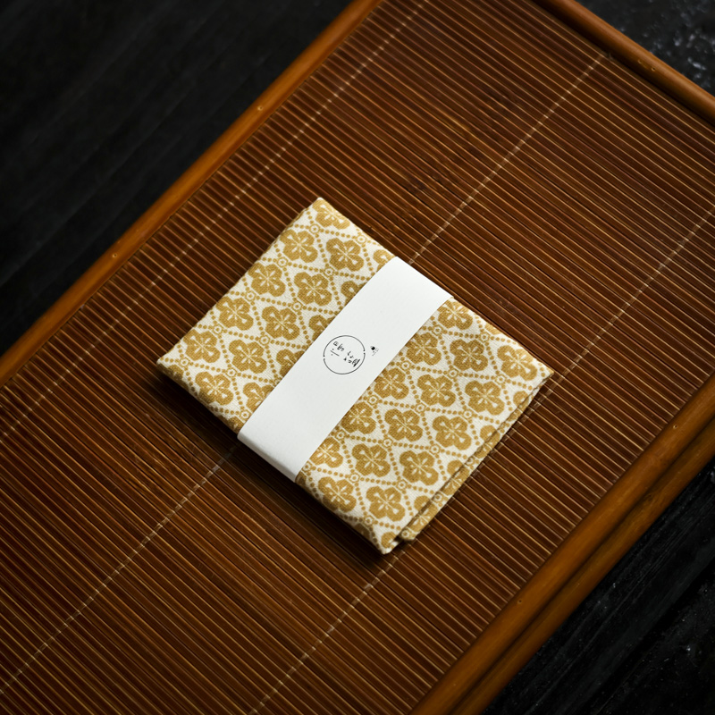 【非遗好物】<如意纹>黄色棉布茶巾（慢蓝S0120）