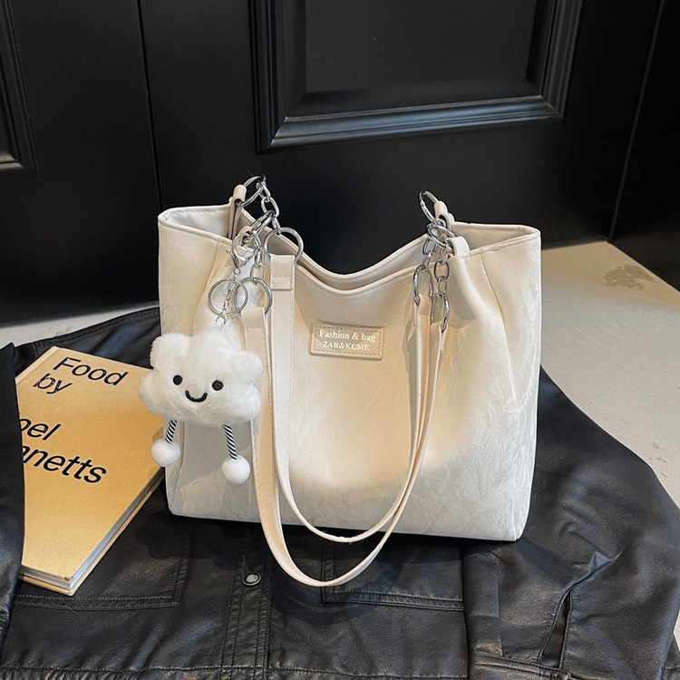 通勤托特包夏季荔枝纹包包欧美拉链单肩大包包单肩包