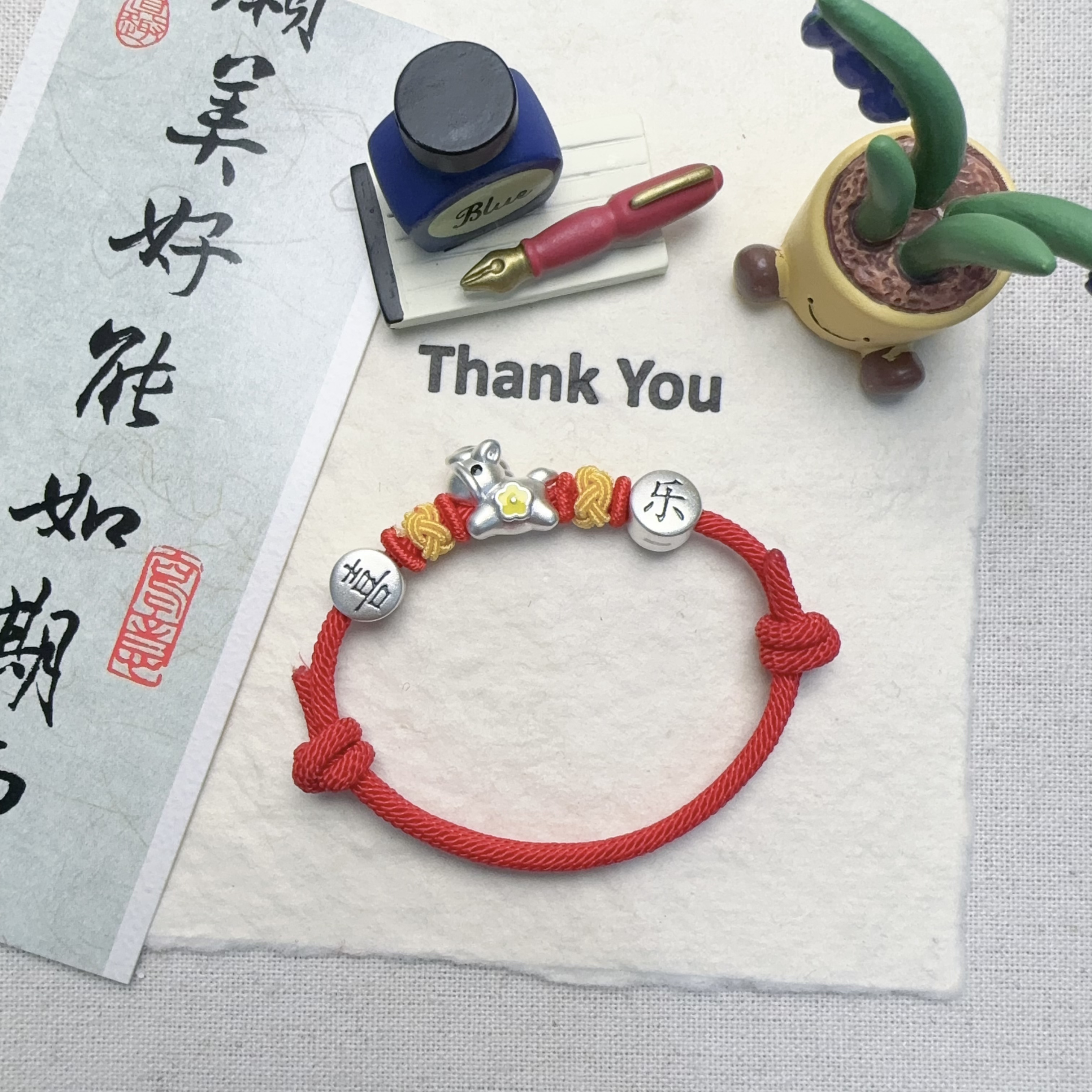 足银手链 【银里手作】足银本命年小马手编颜色可选