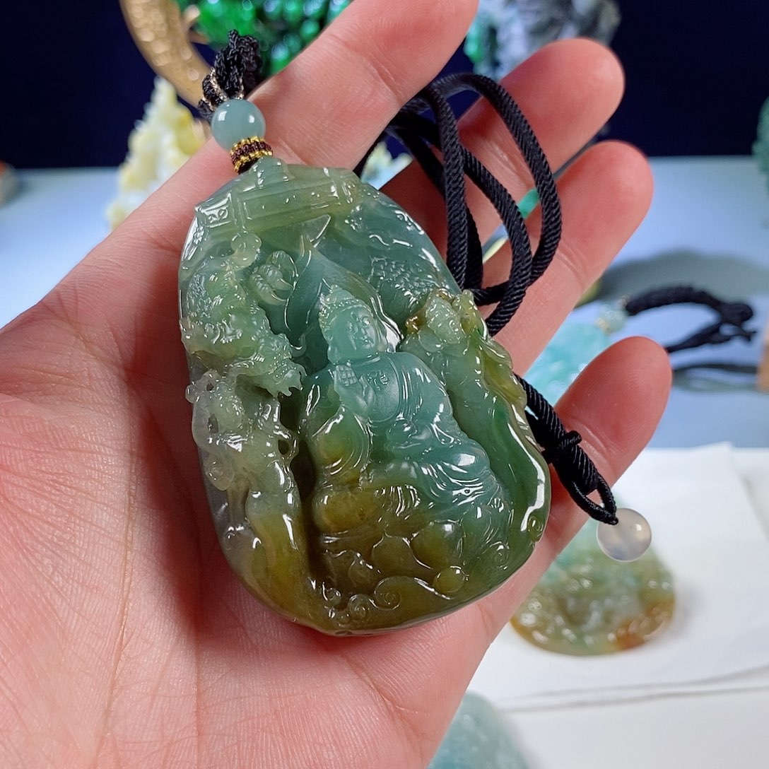 定制翡翠未镶嵌缅甸天然翡翠飞天佛像