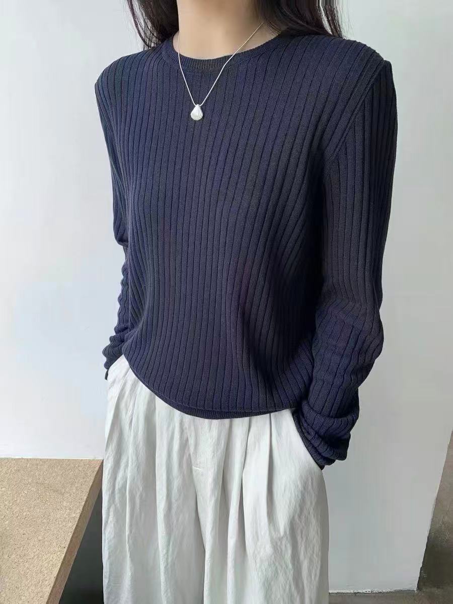 NN1060-时尚女装设计感针织衫圆领圆领简约百搭休闲