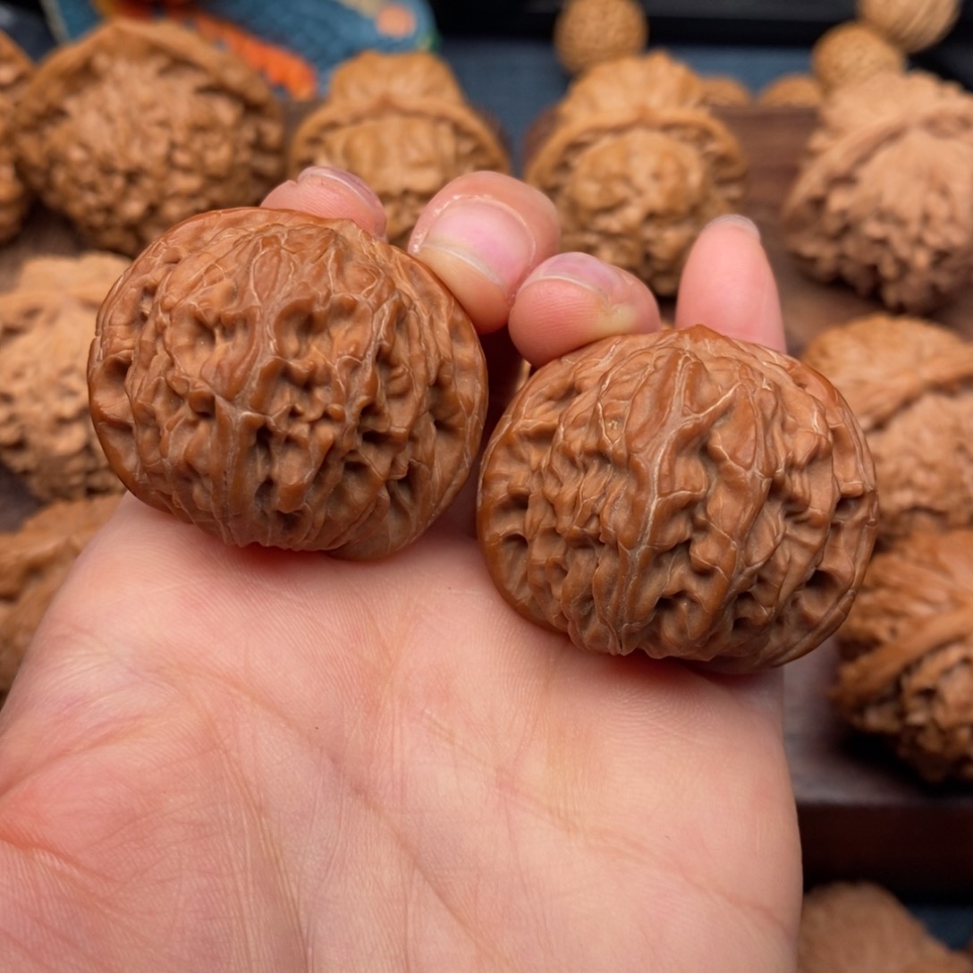 文玩核桃把件37山地磨，同树红皮