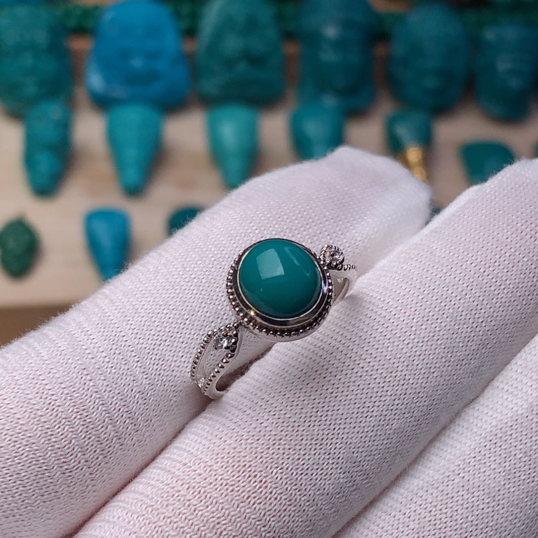 绿松石戒指银S925镶嵌