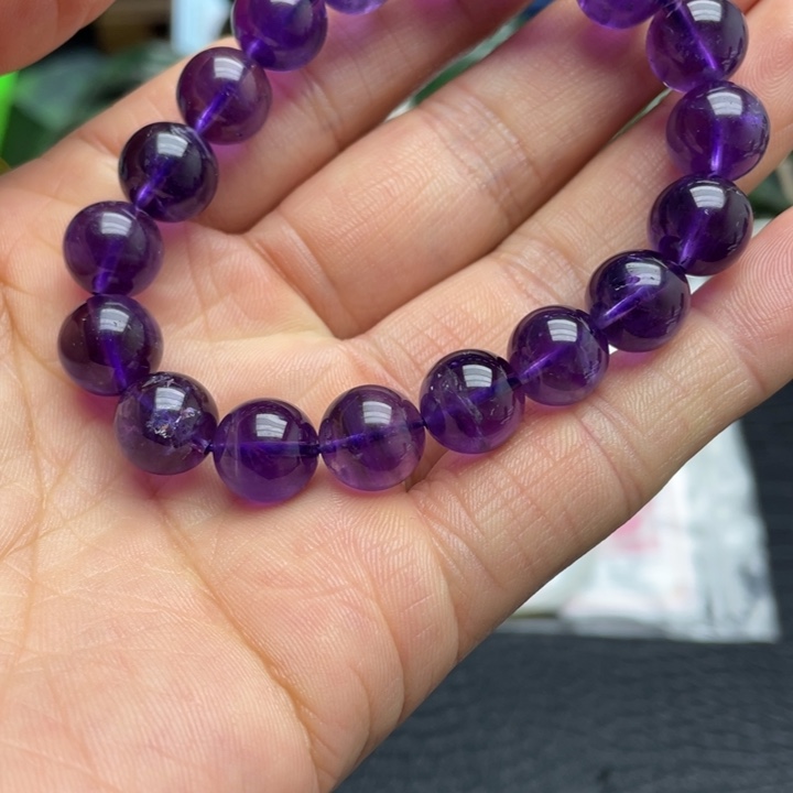 紫晶手链银S925镶嵌浓郁巴西紫水晶手链卡11