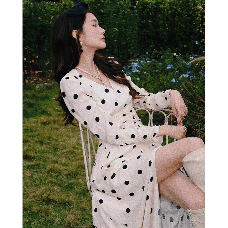 唯琳剪标 7仓F5-10-2854款 白色波点连衣裙