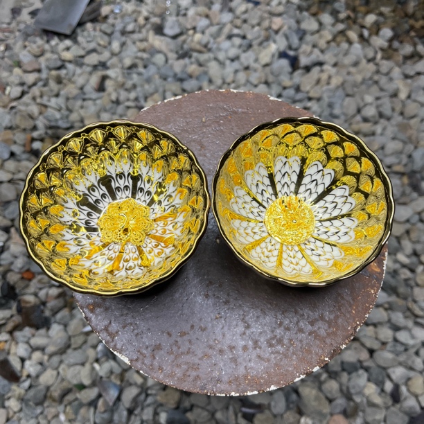 金玉满堂 龙凤对杯 茶杯主人杯陶瓷传统手工制作.匠心传承