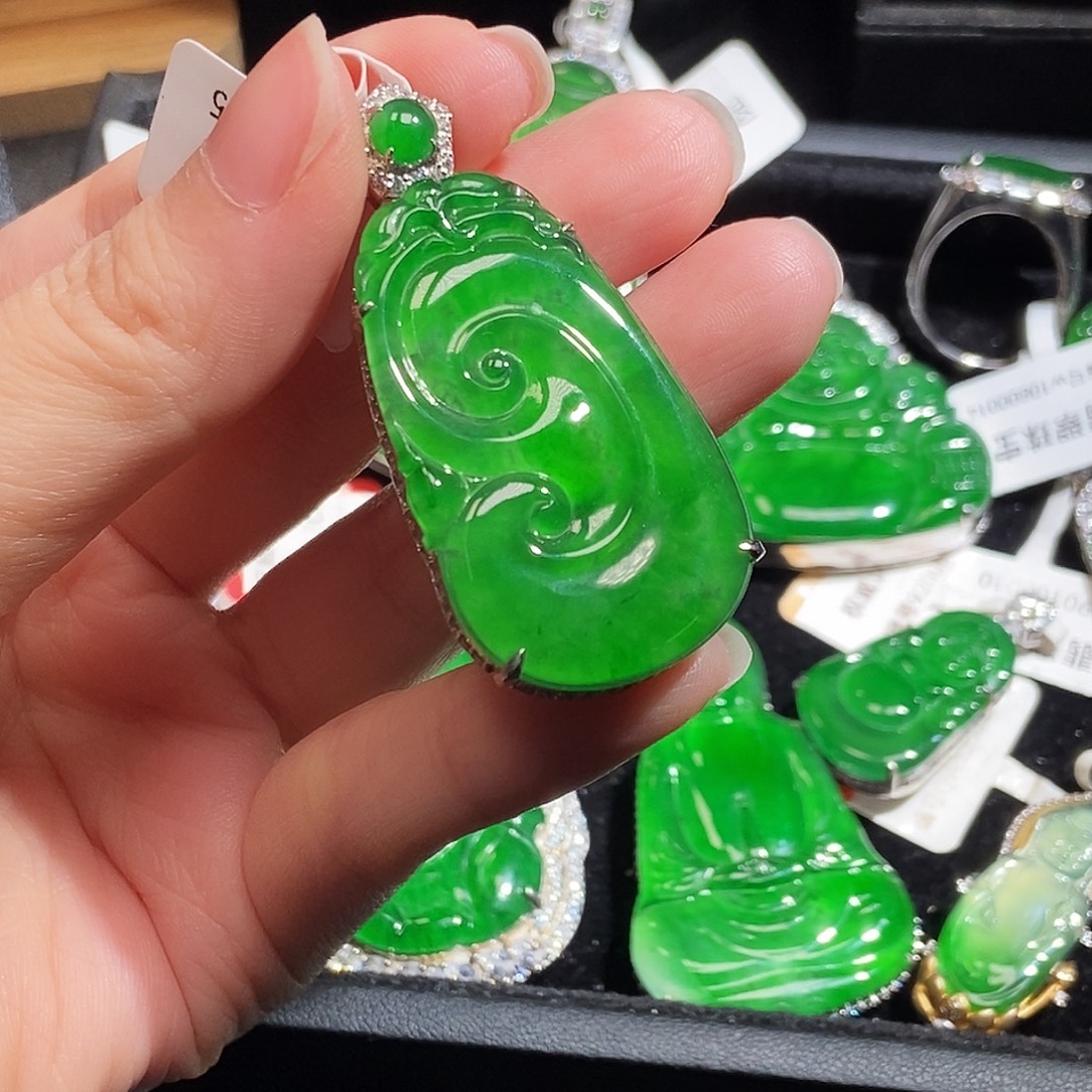 翡翠银S925镶嵌吊坠(不含链)