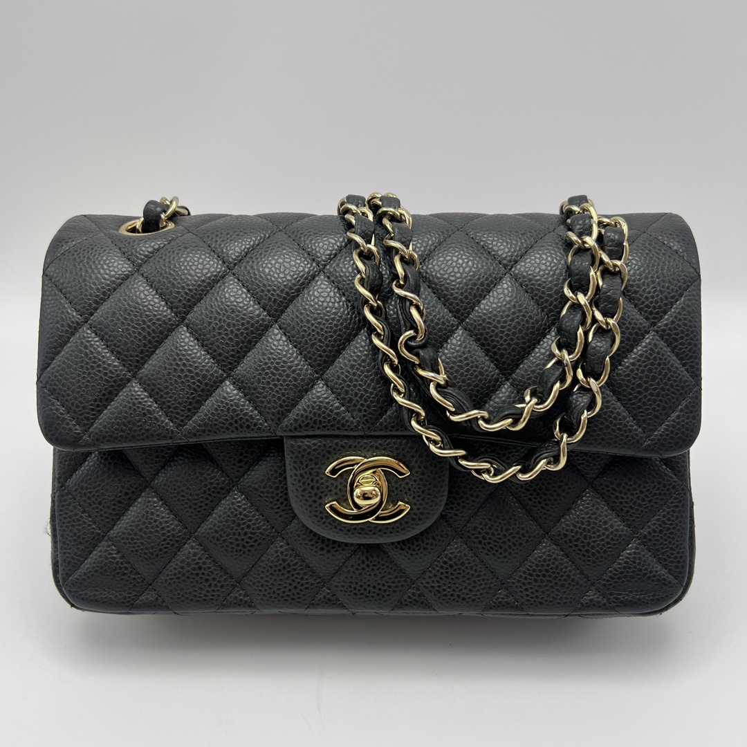 95新 Chanel/香奈儿 灰金CF荔枝纹小号单肩斜挎包 43024