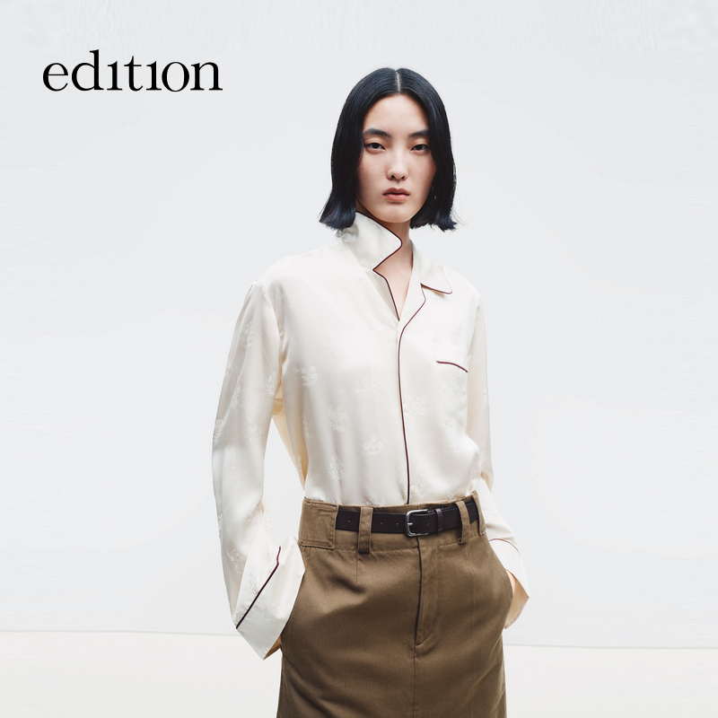 【商场同款】edition2026春季新款中式提花桑蚕丝衬衫#EBF1SHT009