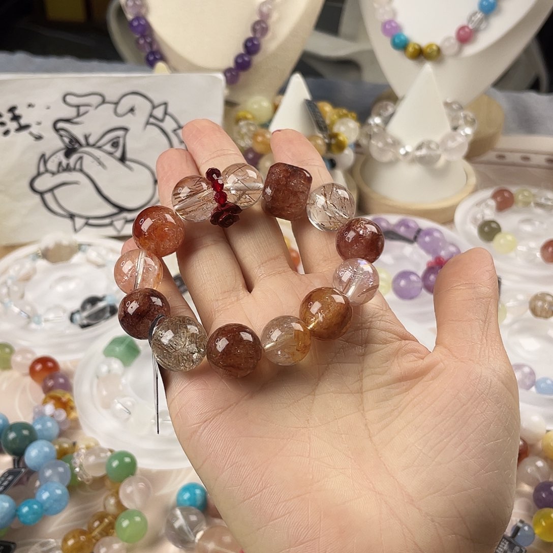 银S925镶嵌手链烟晶