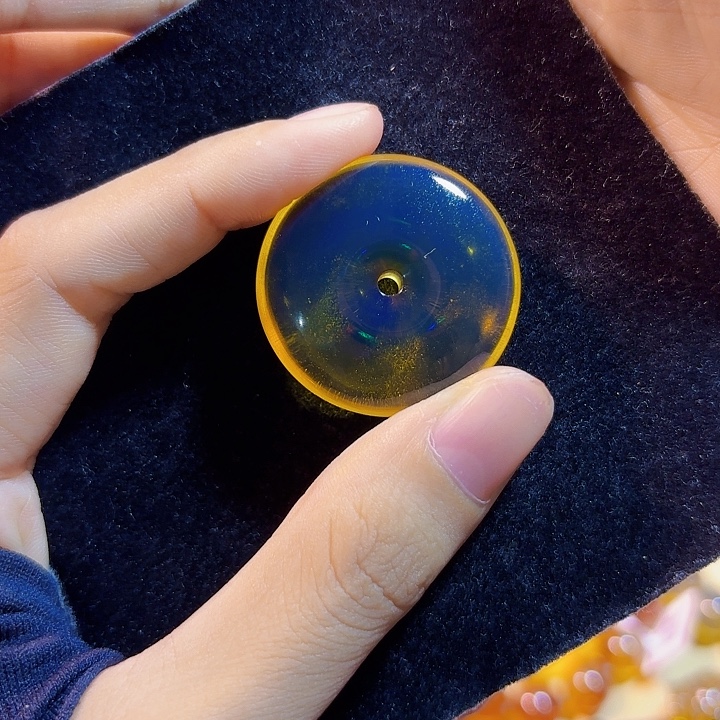 未镶嵌蓝珀珠宝奇石墨西哥蓝珀平安扣