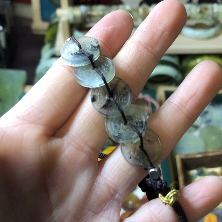 岫玉岫玉五帝钱手链未镶嵌