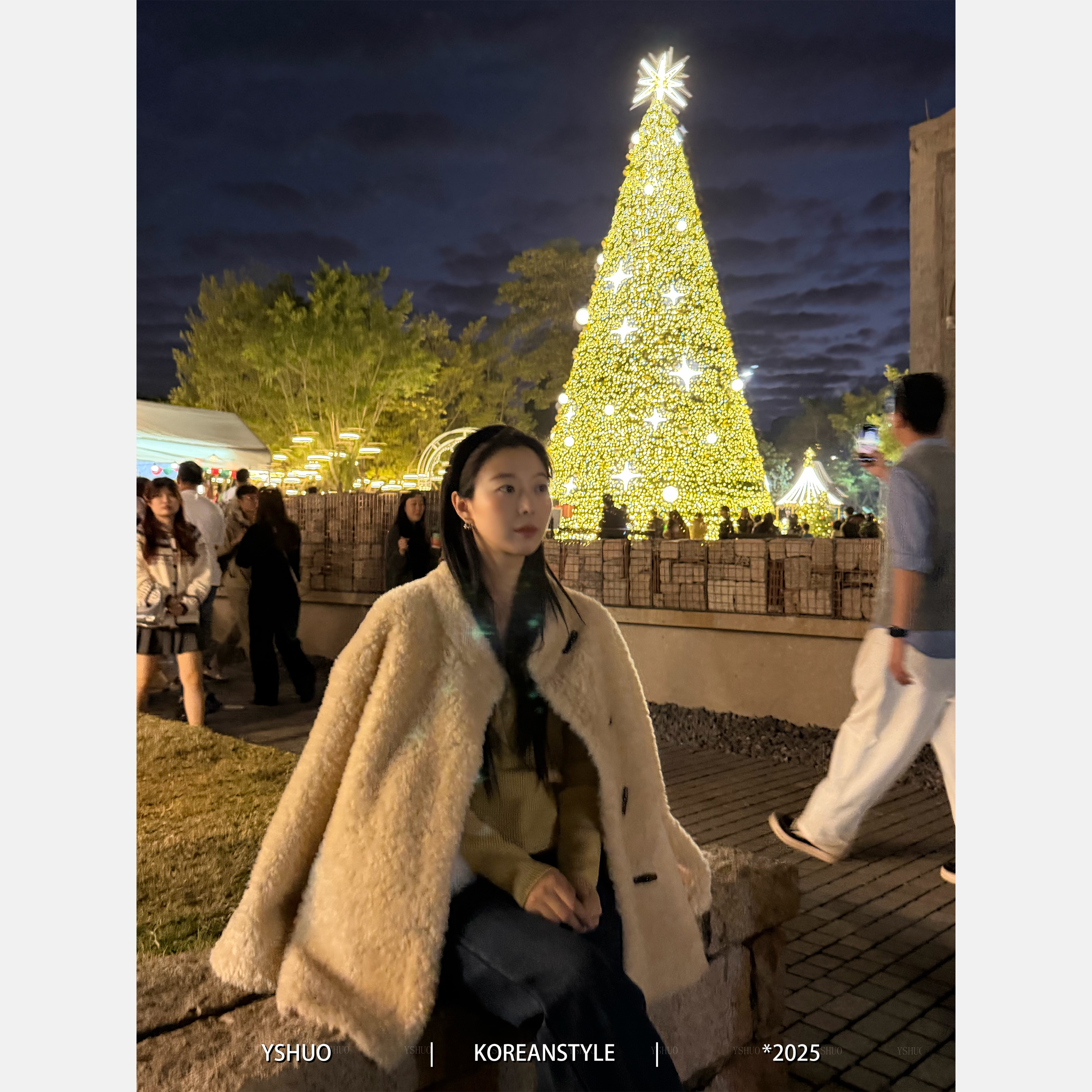 YSHUO【柔光奶兔】宽松慵懒厚实保暖毛毛外套简约中长款大衣 9866