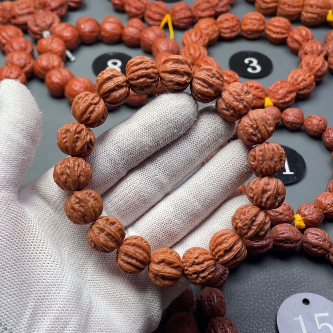 手串文玩核桃野生核桃粗筋深纹京八棱秋子手串