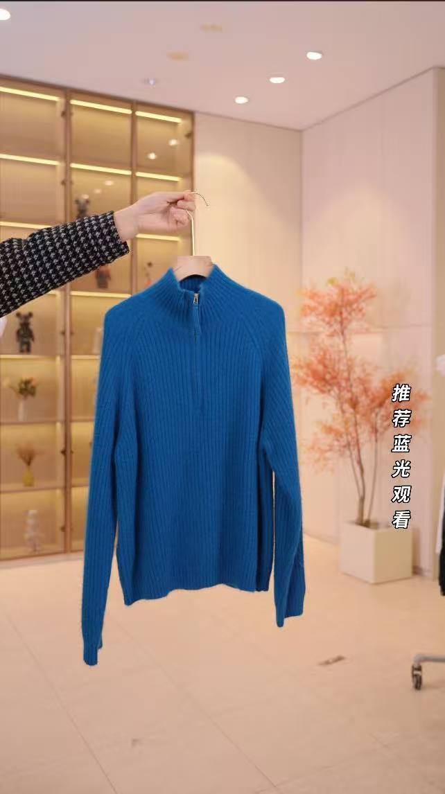2025秋冬新款半拉链羊绒羊毛拉绒工艺针织套头衫修身百搭
