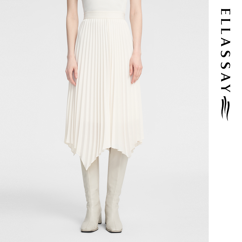 ELLASSAY歌力思2024新款百褶不规则气质半身裙女EWB353Q00400