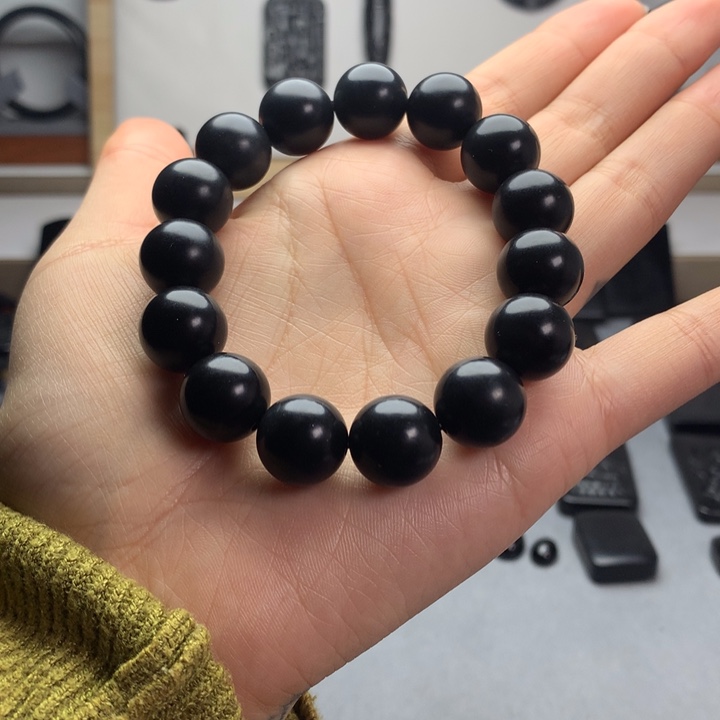 和田玉（墨玉）未镶嵌手串特价14mm