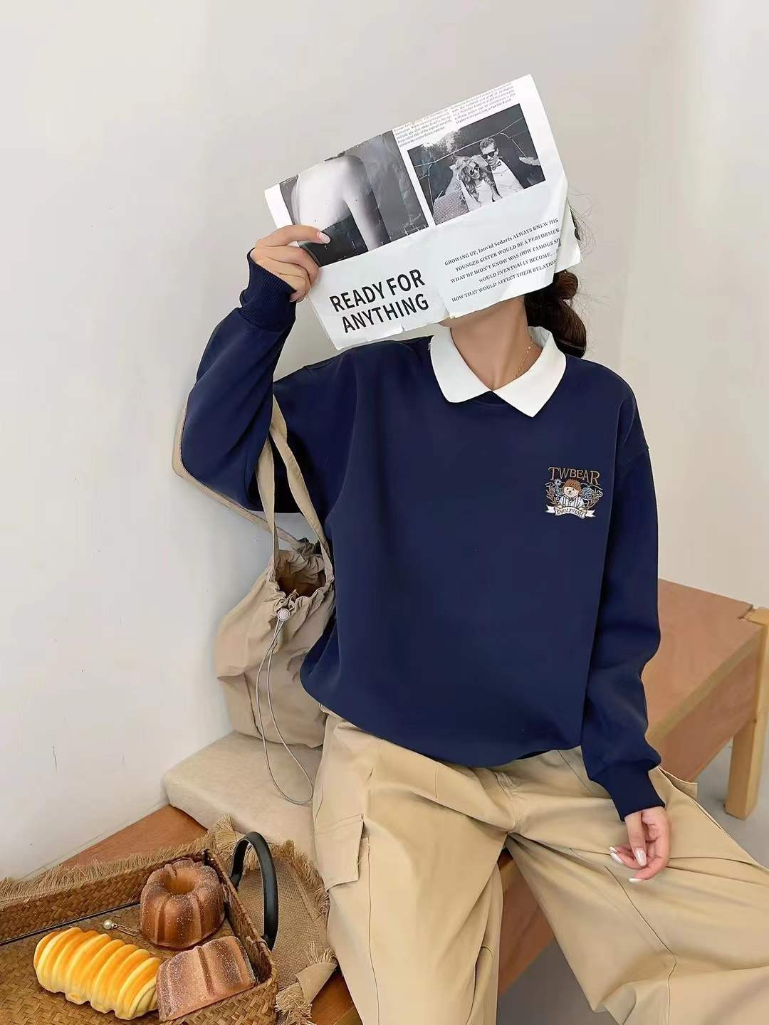 2025秋冬慕冬绒女装新款翻领长袖卫衣百搭休闲13132-2