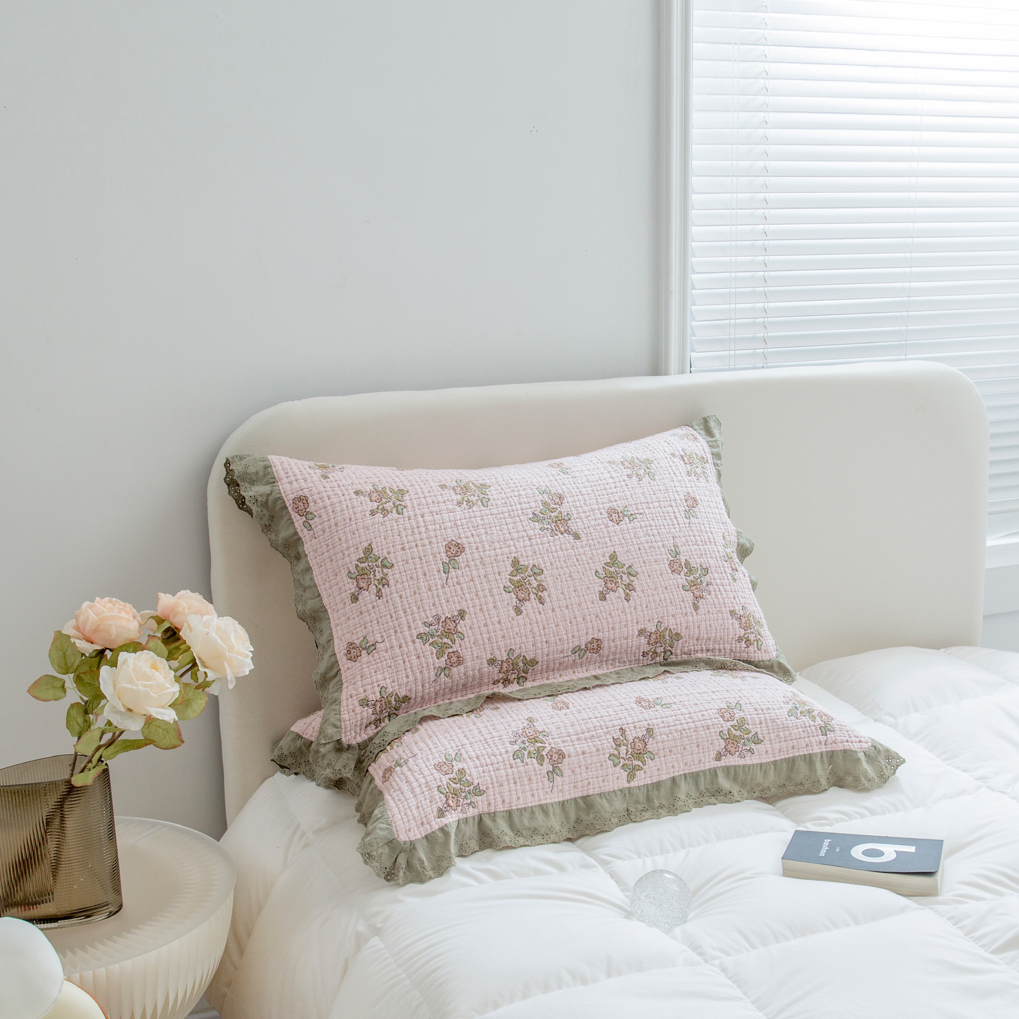 【纱布全棉枕巾】韩系花边透气防滑吸汗枕巾盖巾一对四季通用ins