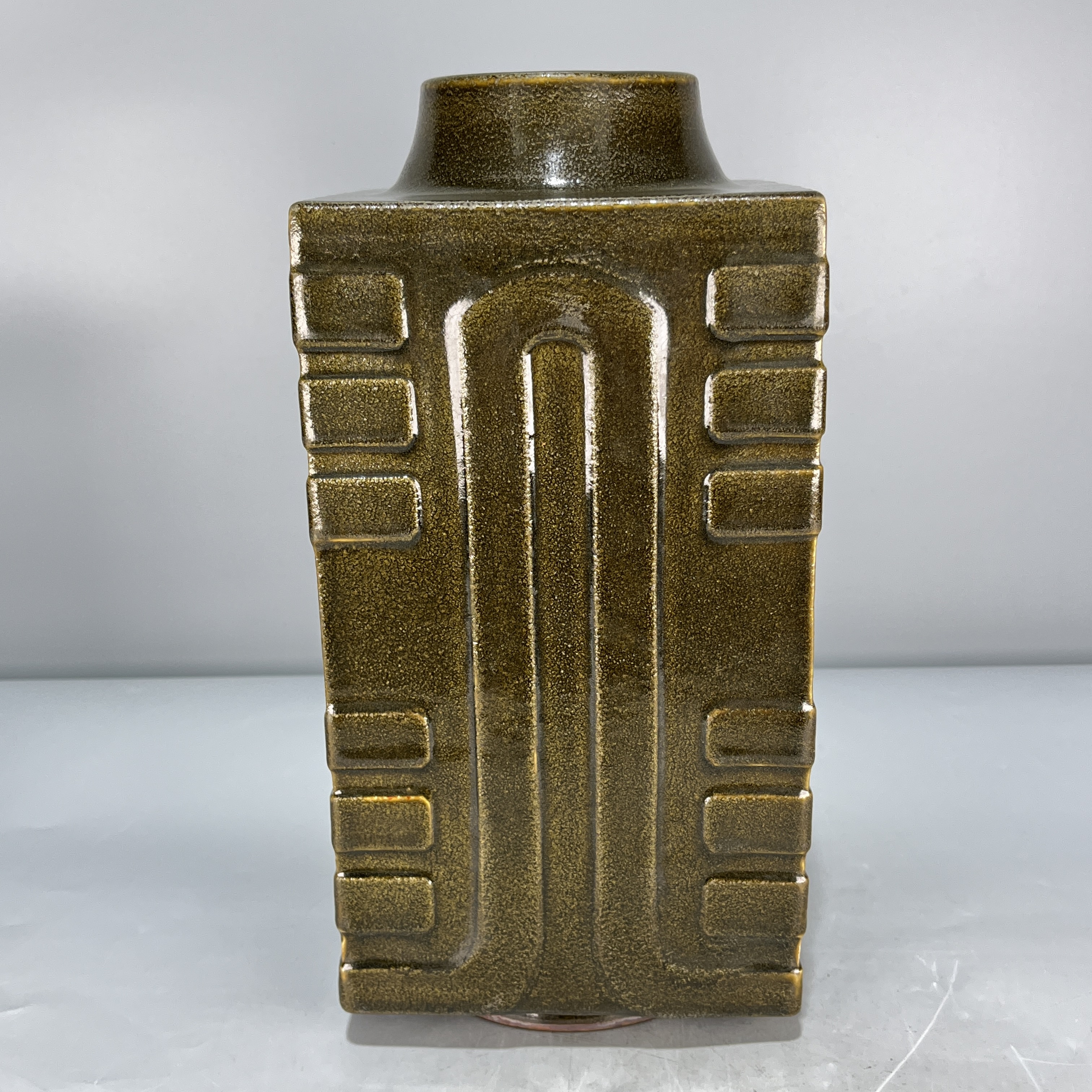 当代仿制 仿古大清乾隆年制茶叶末釉琮式瓶