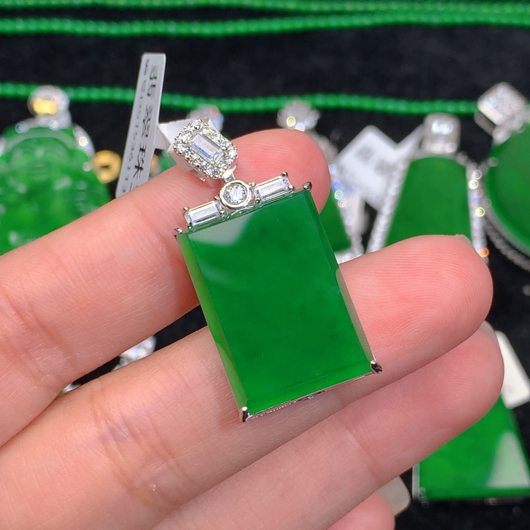 翡翠吊坠(不含链)银S925镶嵌