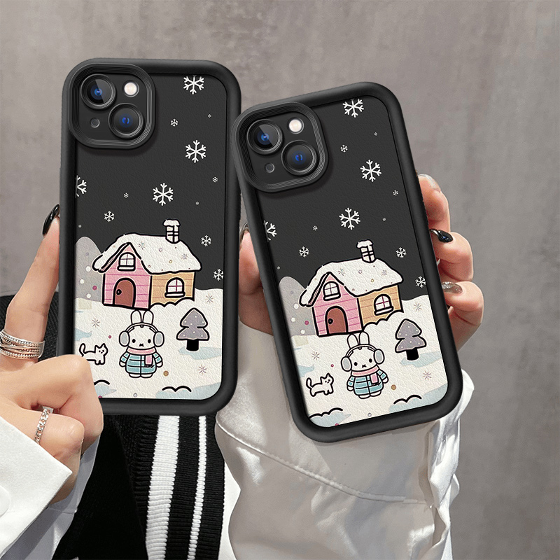 【苹果/华为/荣耀/OPPO/vivo】雪地米菲兔天眼阶梯小羊皮手机壳