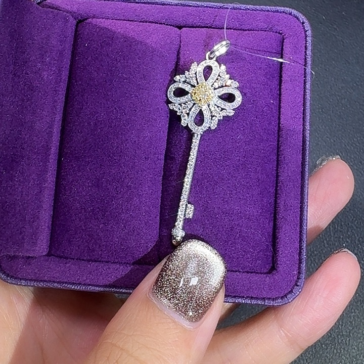 F****钻石18K金镶嵌颈饰