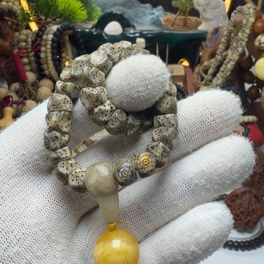 星月菩提手串1号车尺寸10石玉双标满格特手持