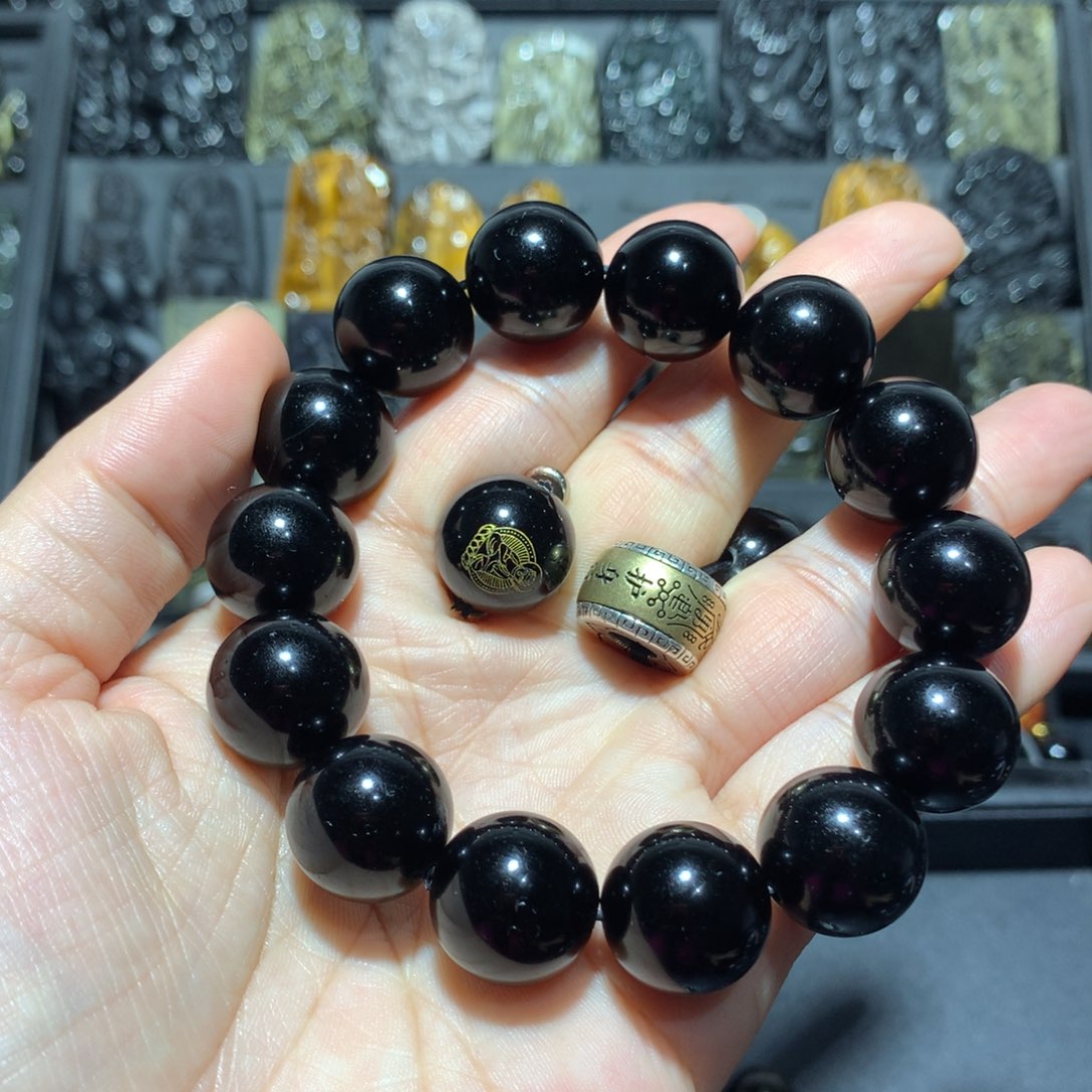 黑曜岩手链未镶嵌秀*