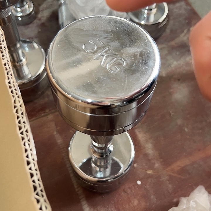 全新电镀纯钢小头哑铃5公斤一对