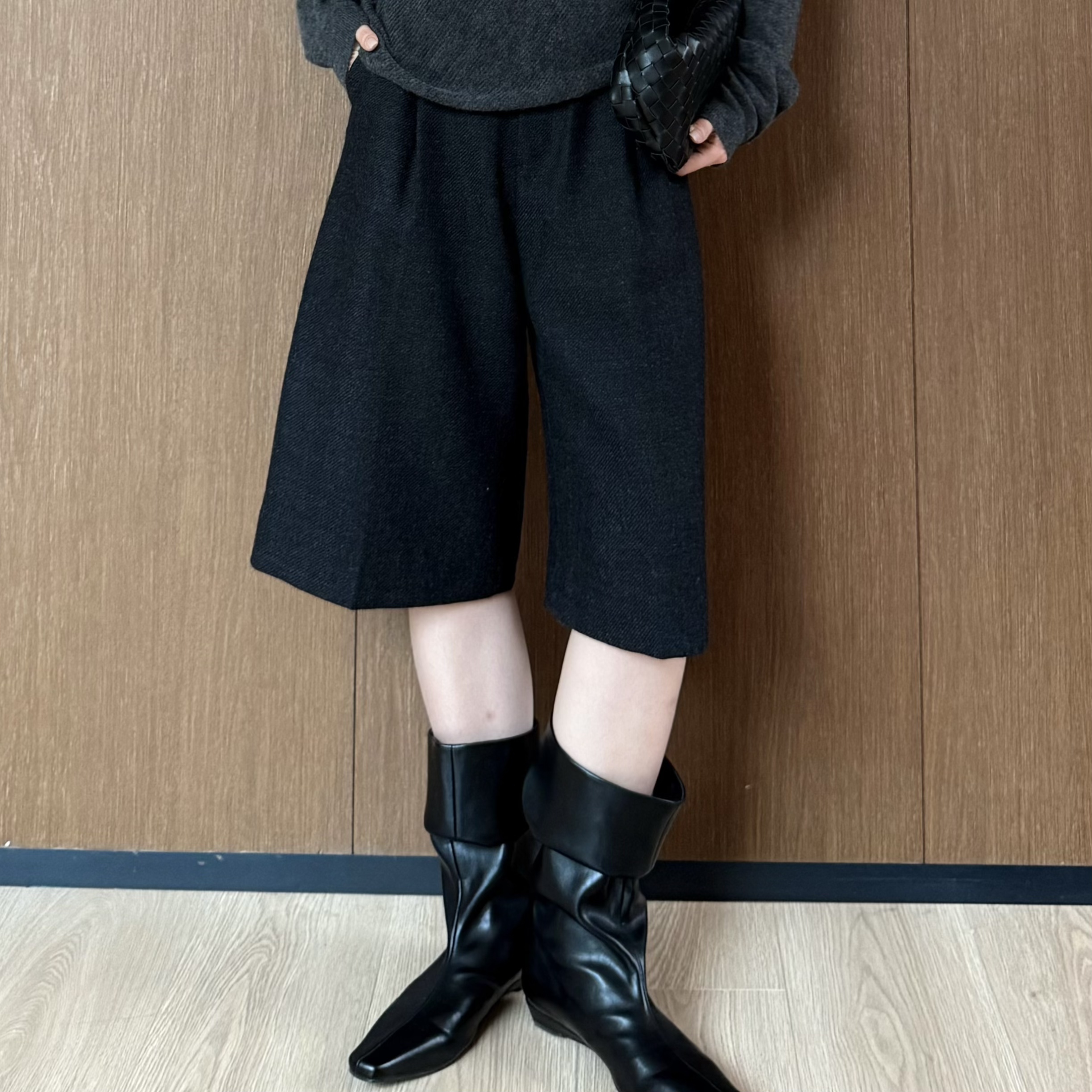 【钟十七】秋冬时尚休闲百搭宽松显腿长女士五分裤