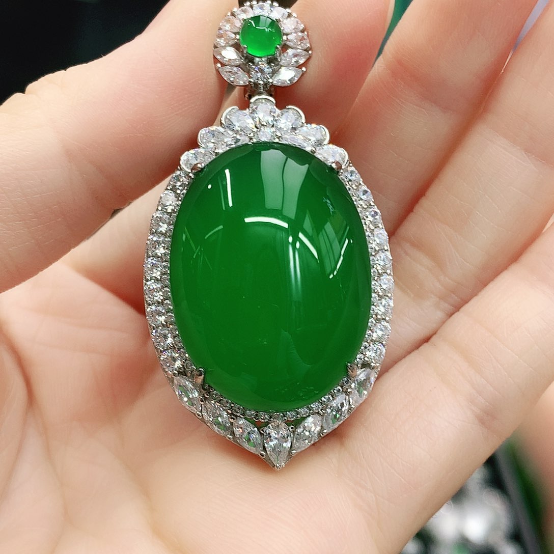 银S925镶嵌吊坠玛瑙/玉髓