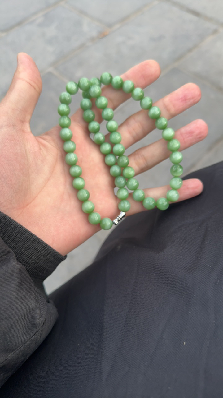 和田玉俄罗斯碧玉夹层料妈妈链