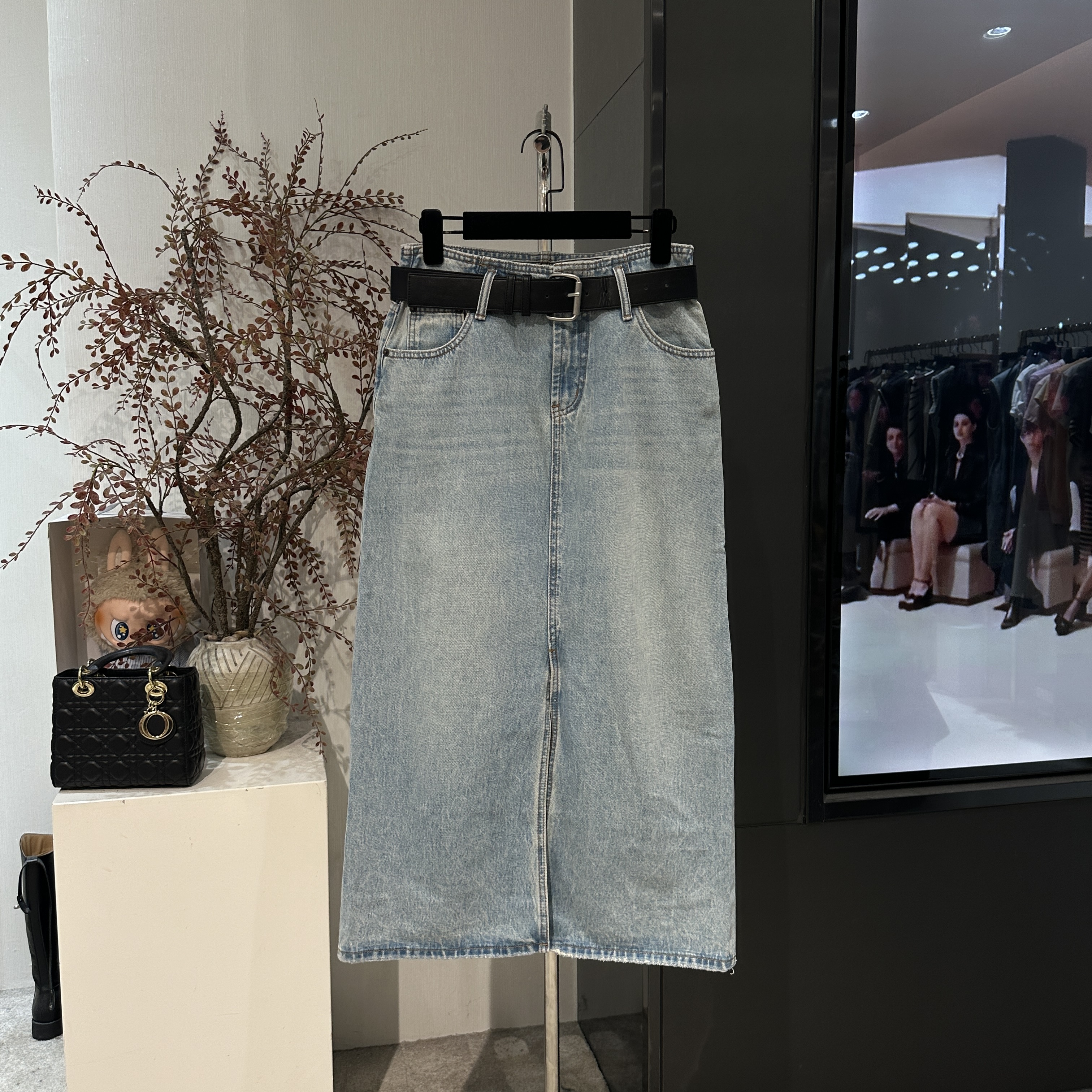 FH半身裙显瘦牛仔高腰百搭开叉半裙裙子538