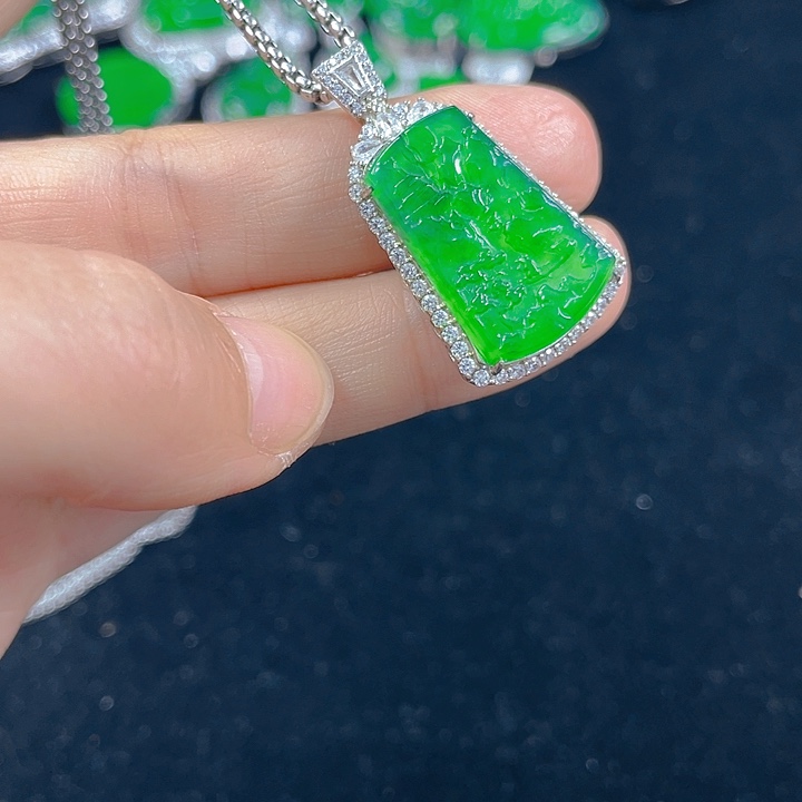 翡翠银S925镶嵌吊坠(不含链)