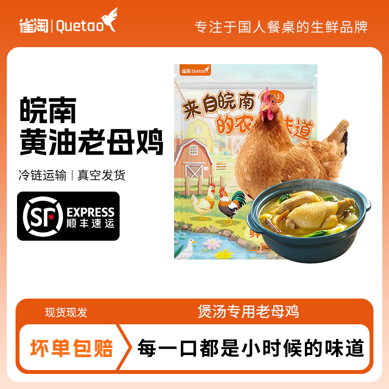【雀淘】皖南黄油老母鸡 1kg-1.25kg/只*3只  1.3kg-1.45kg/只*2只
