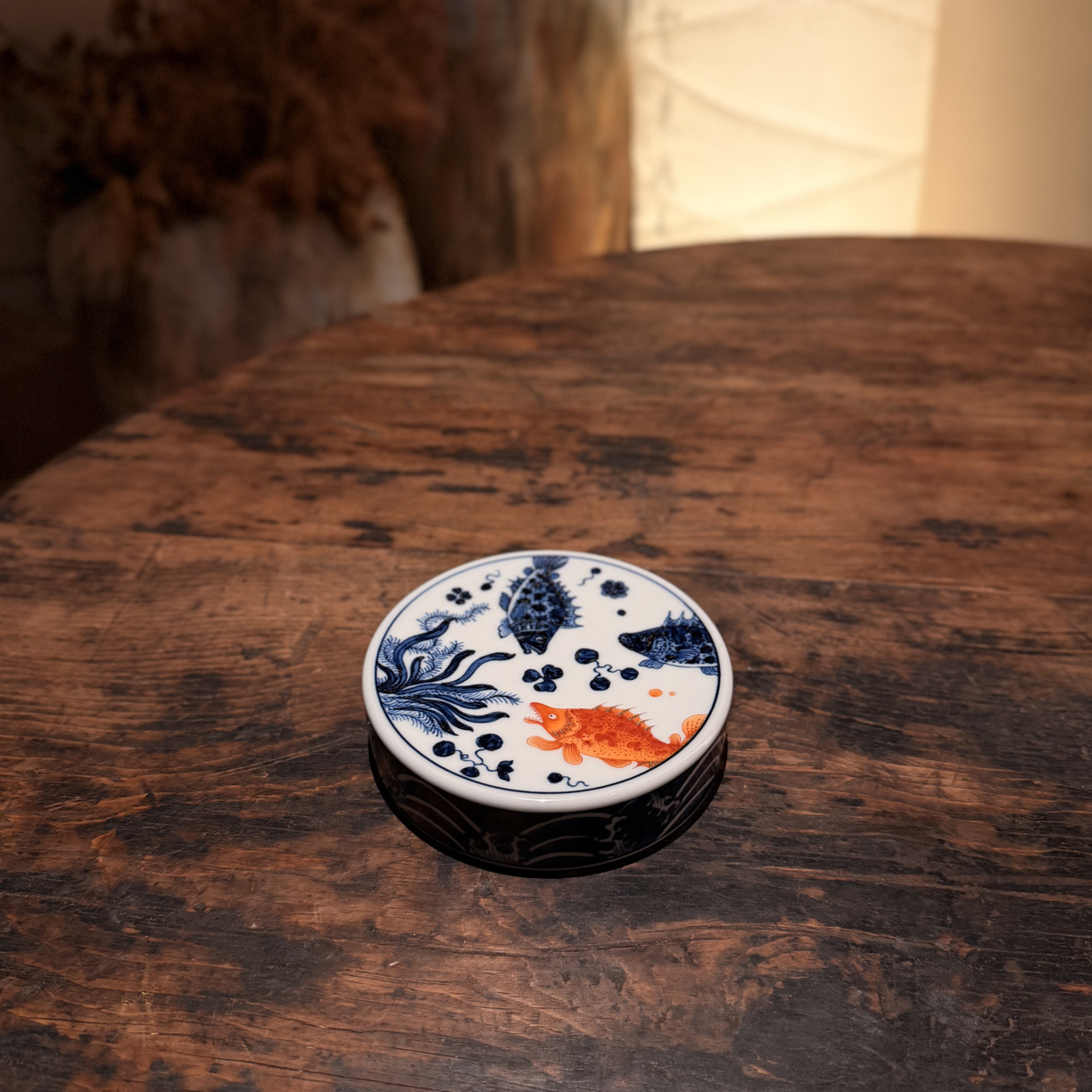 青花矾红鱼藻鳜鱼盖置