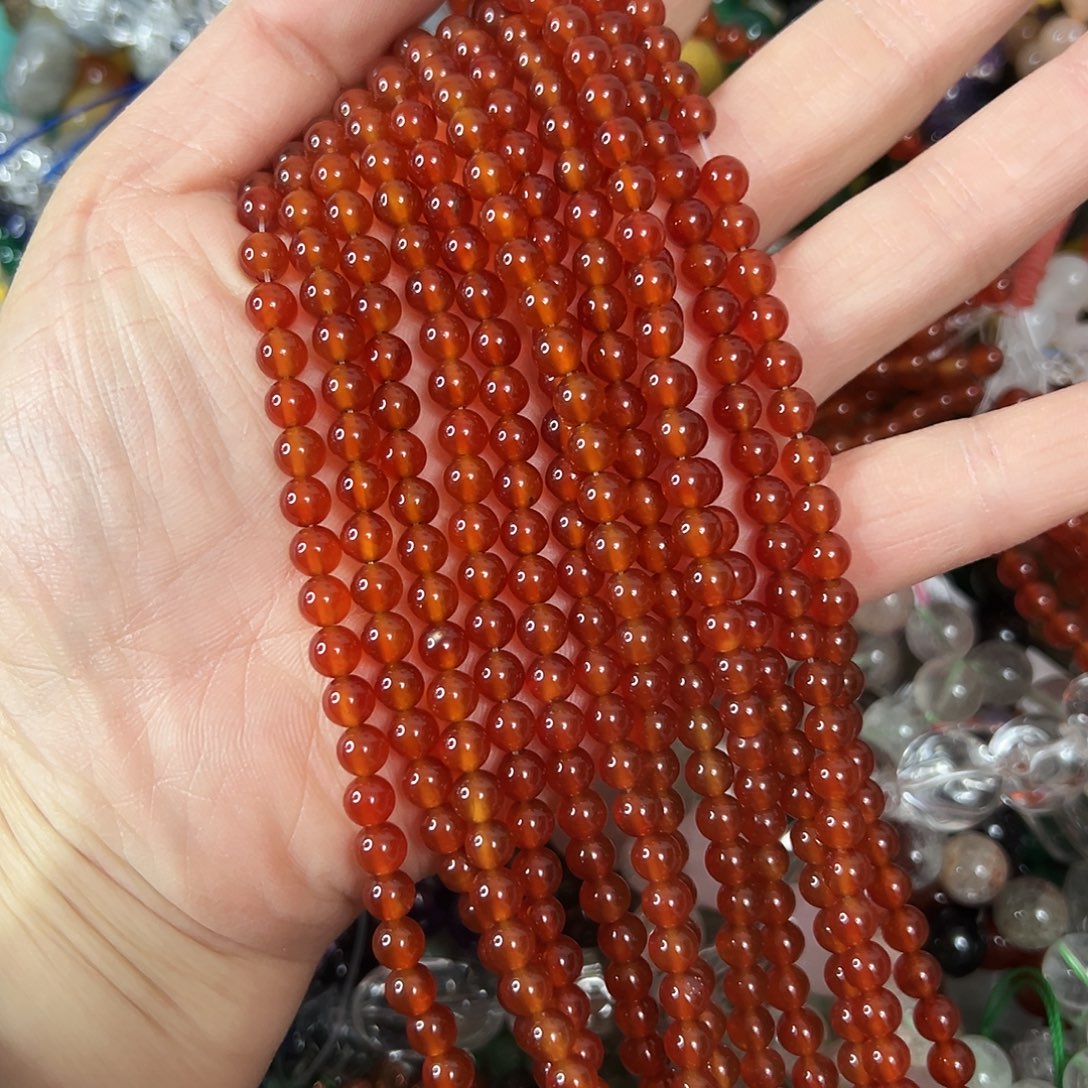 玛瑙/玉髓未镶嵌珠宝半成品，卡5柿子红玛瑙2条