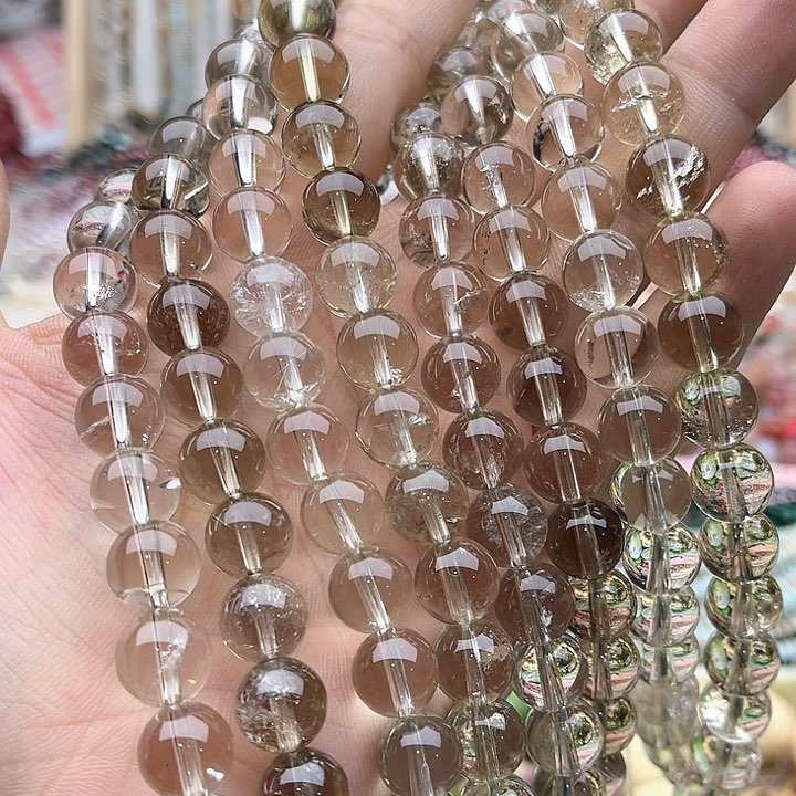 玛瑙/玉髓珠宝半成品未镶嵌一条10mm左右茶晶珠