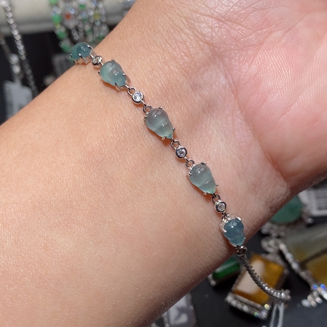 翡翠手链银S925镶嵌b j k k