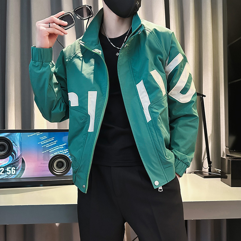 7619春秋季立领夹克男女潮牌修身外套时尚潮流轻奢风短款夹克衫潮