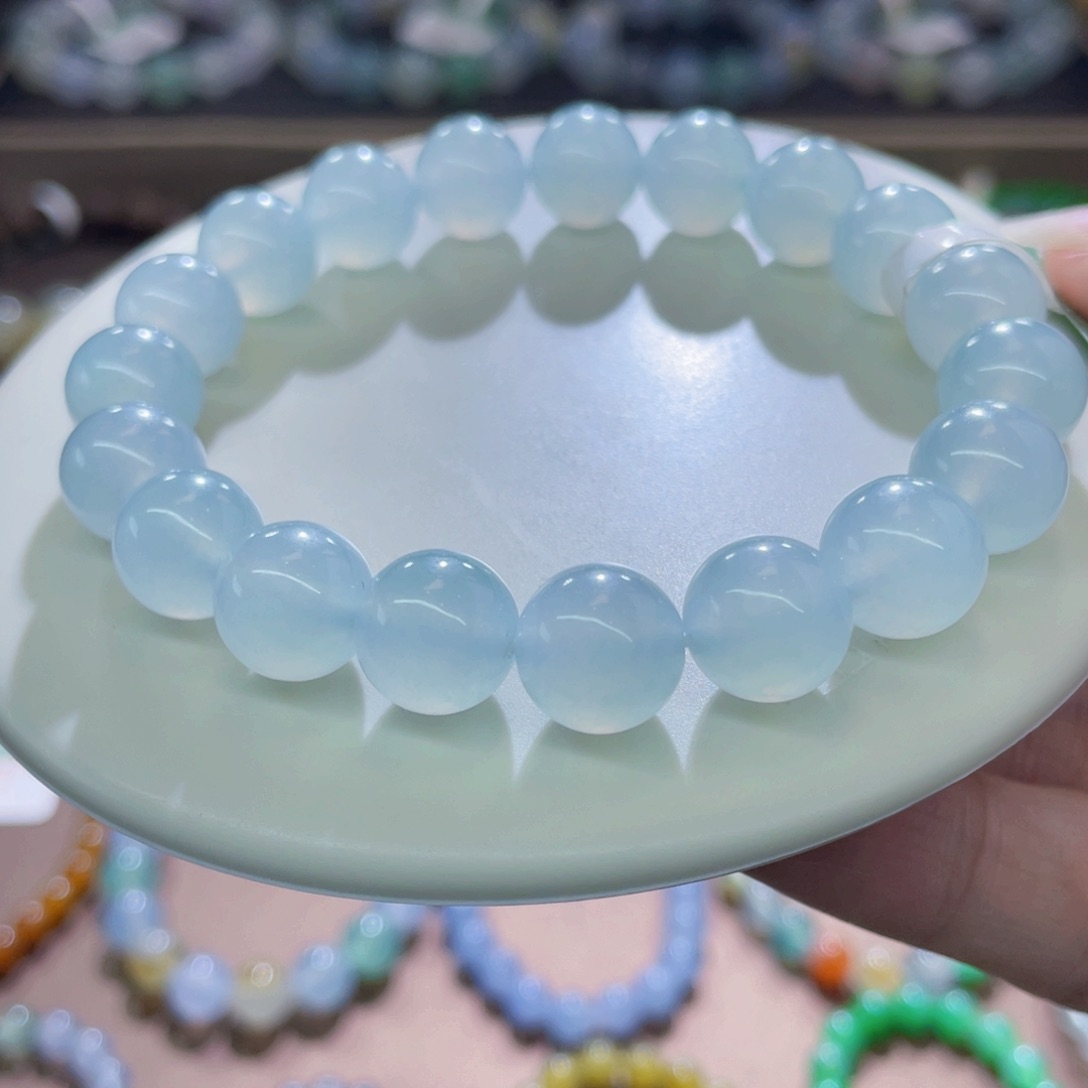 未镶嵌手链翡翠果冻胶底星空蓝卡10