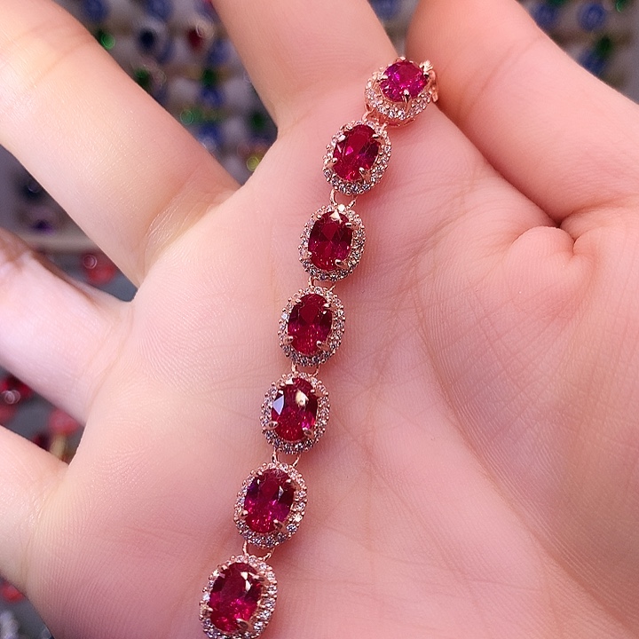红宝石手链银S925镶嵌