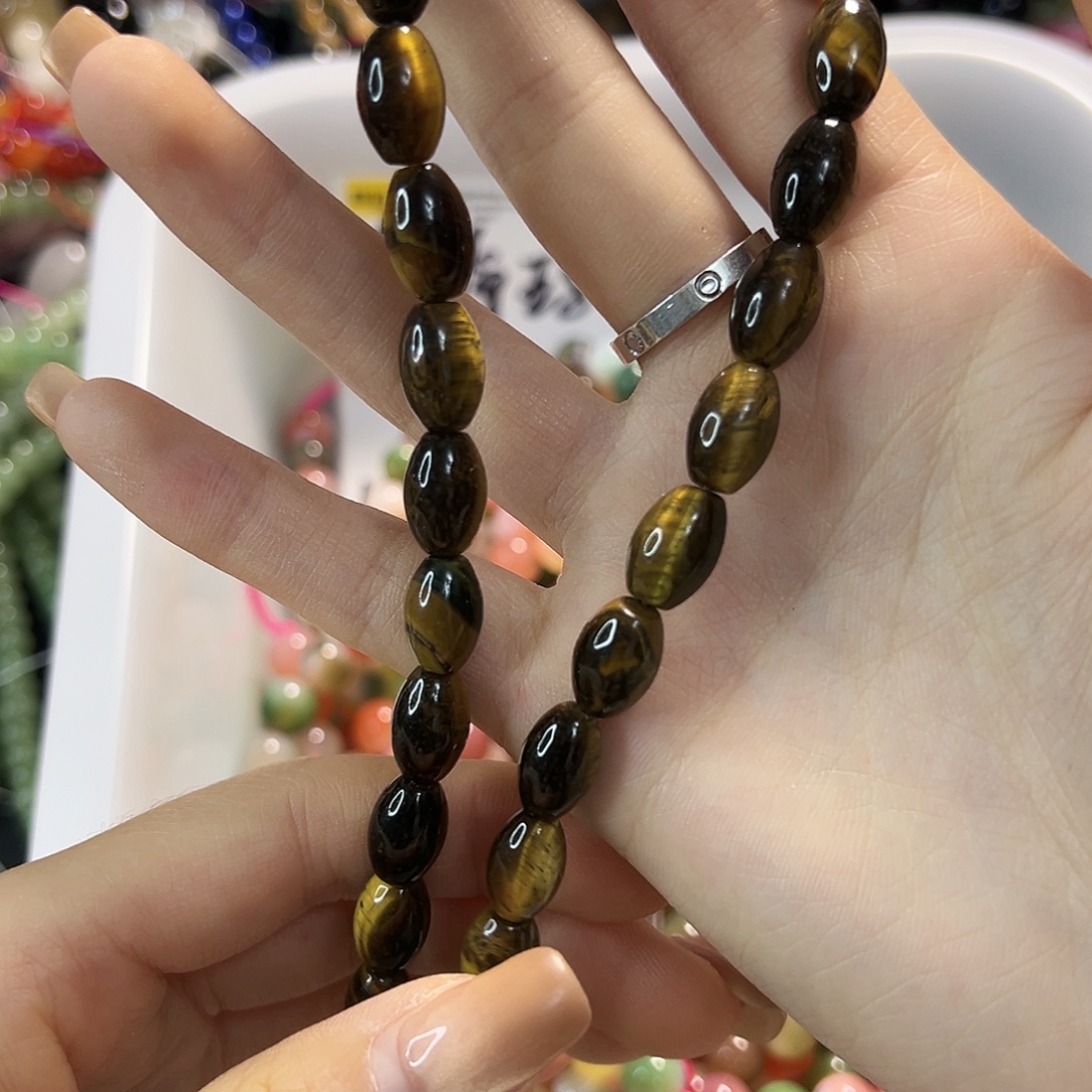 玛瑙/玉髓合金珠宝半成品虎眼枣珠一条