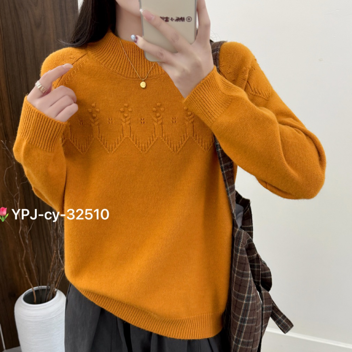 纯色百搭圆领套头毛衫宽松型针织衫时尚潮流毛衣