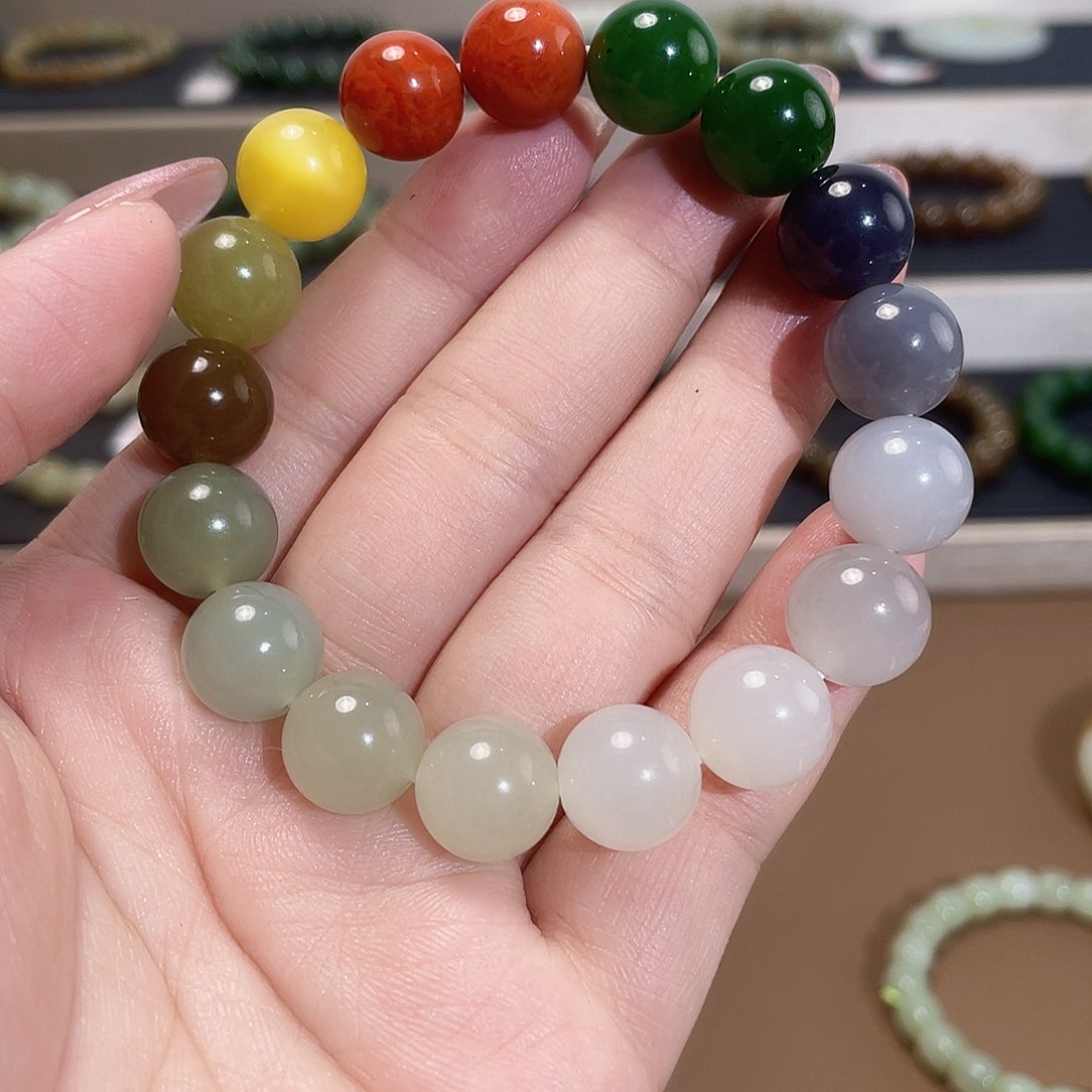 手链未镶嵌和田玉五福多宝12 