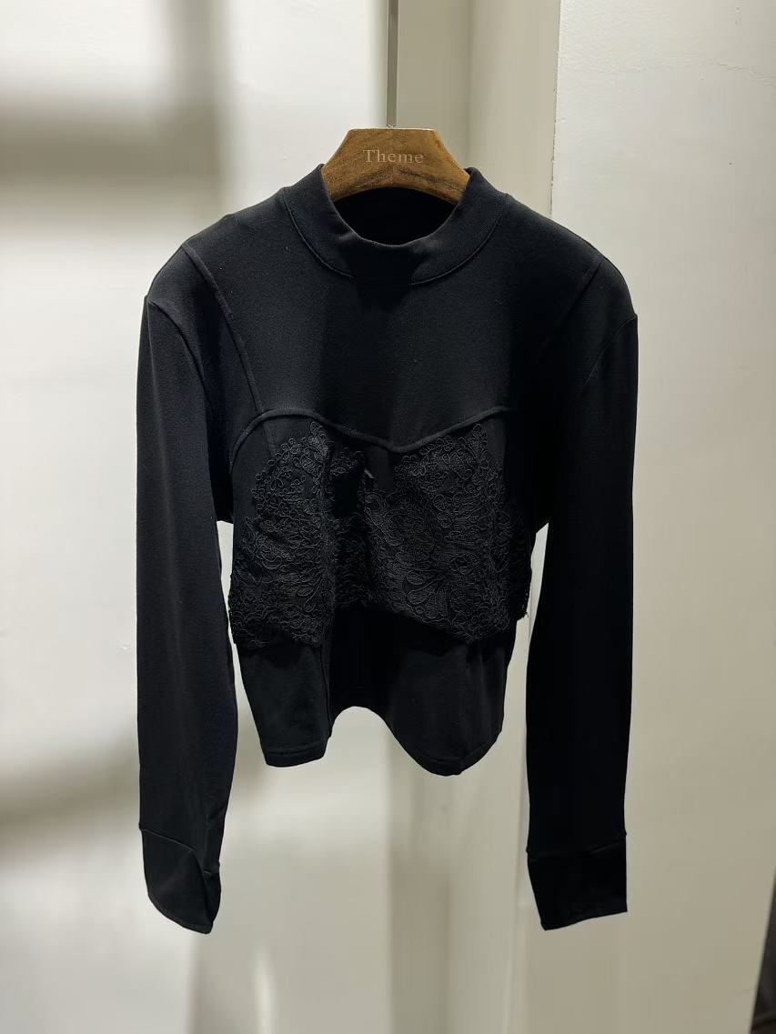 5326-2702 圆领蕾丝打底衫T恤