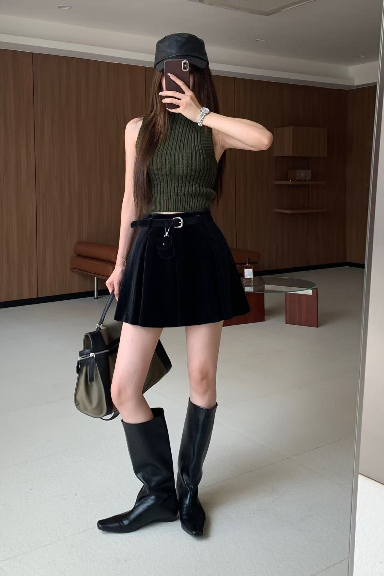 【89039】女#设计感时尚高腰半身裙【配腰带】