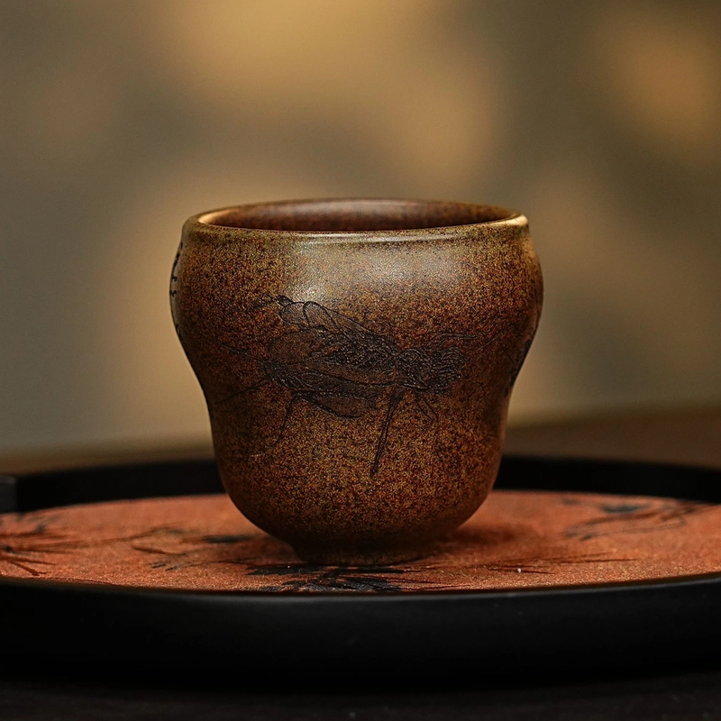 【1111蟋趣杯】宜兴原矿紫砂手工制作主人杯 葫芦杯